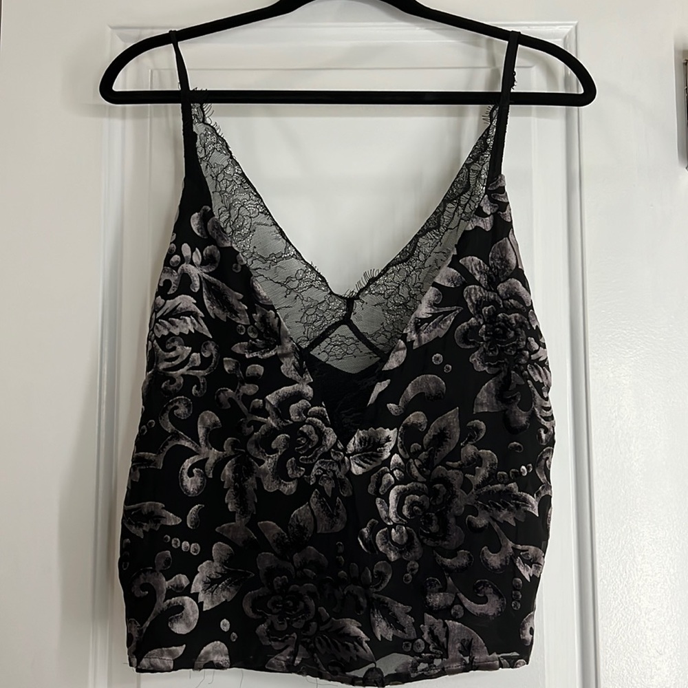 Purple lace and velvet cami top